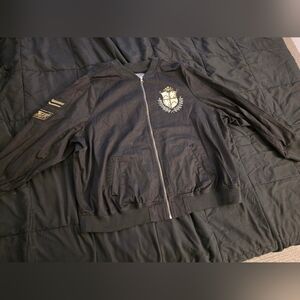 Torrid Black Bomber Jacket with Embroidered Crest